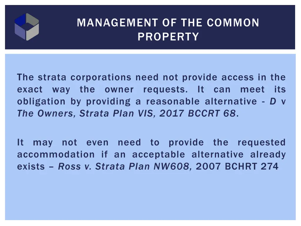 management of the common property 1