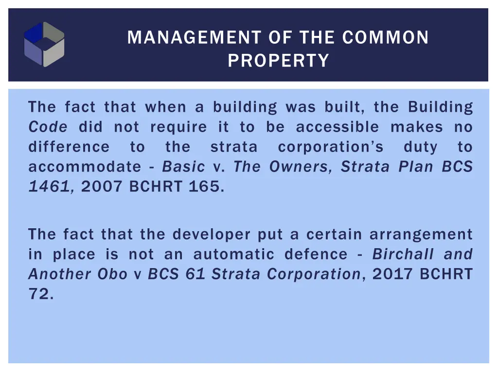 management of the common property