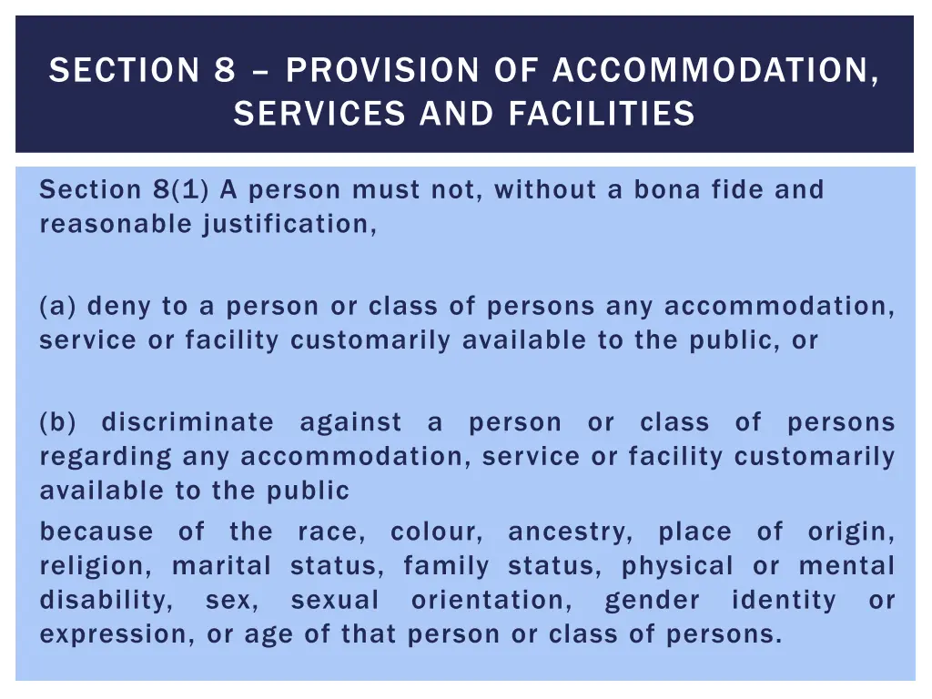 section 8 provision of accommodation services