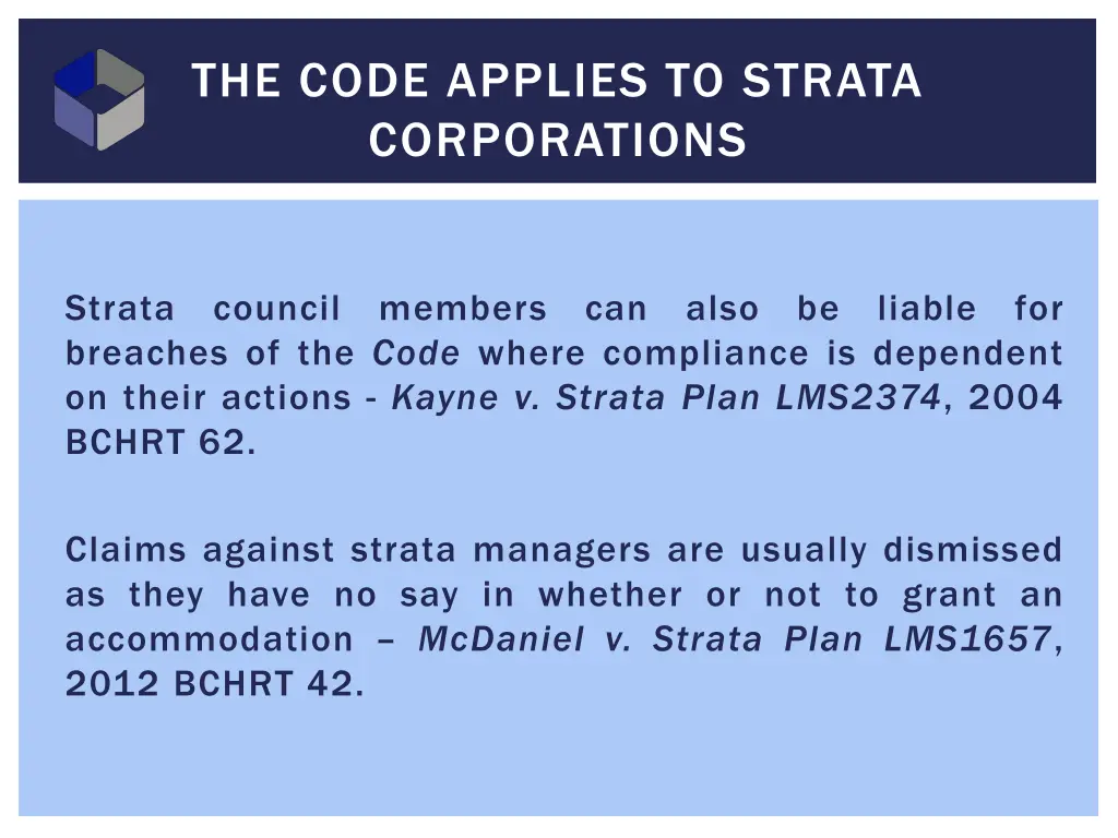 the code applies to strata corporations 2