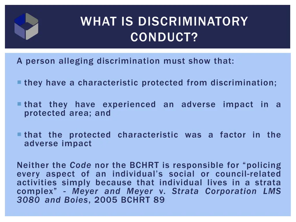 what is discriminatory conduct 4