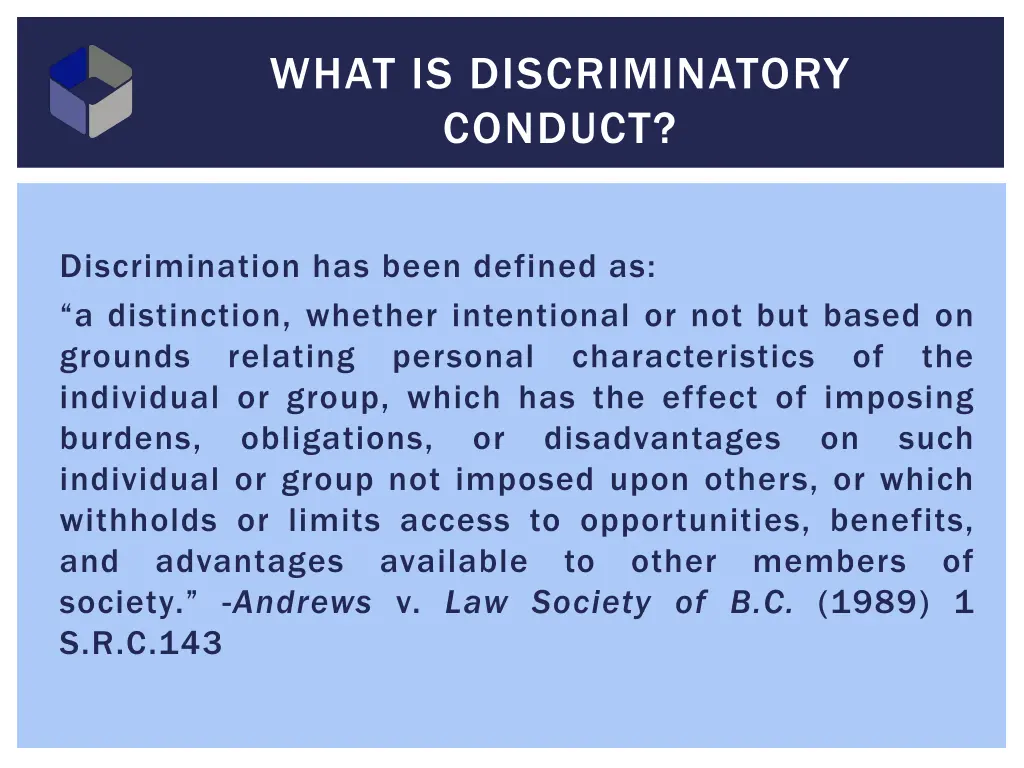 what is discriminatory conduct