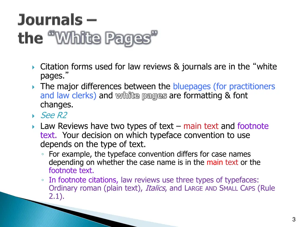 citation forms used for law reviews journals