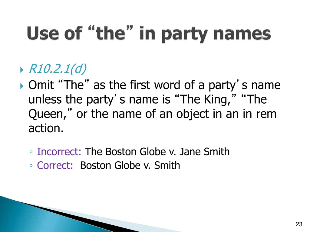 r10 2 1 d omit the as the first word of a party