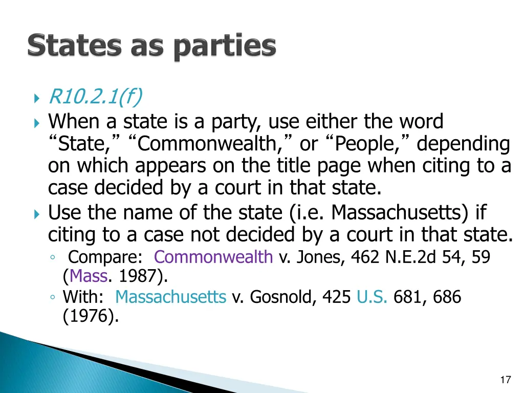 r10 2 1 f when a state is a party use either