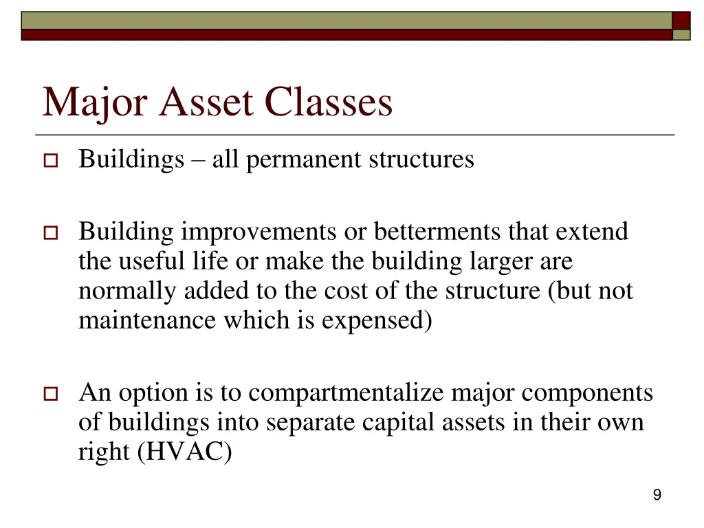 major asset classes 1