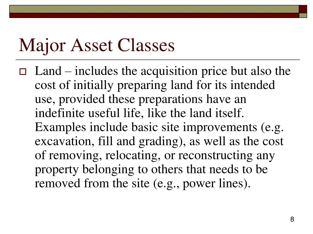 major asset classes