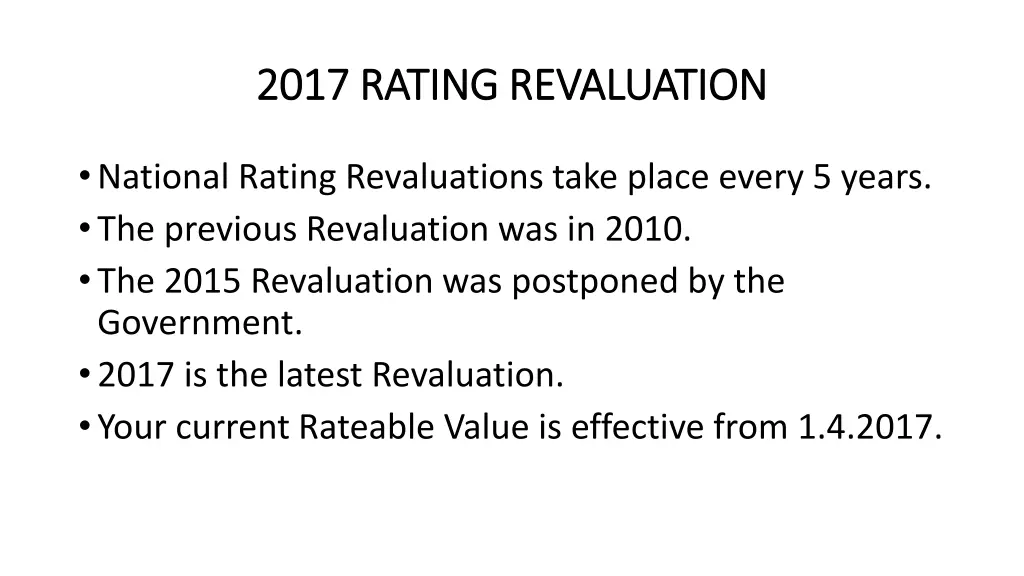 2017 rating revaluation 2017 rating revaluation