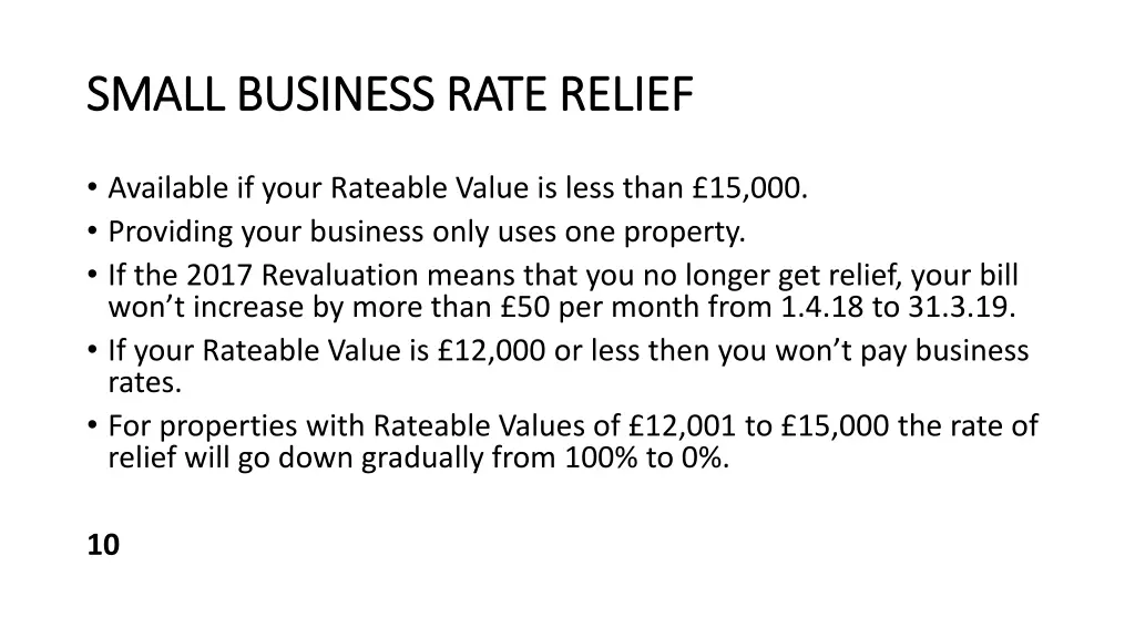 small business rate relief small business rate