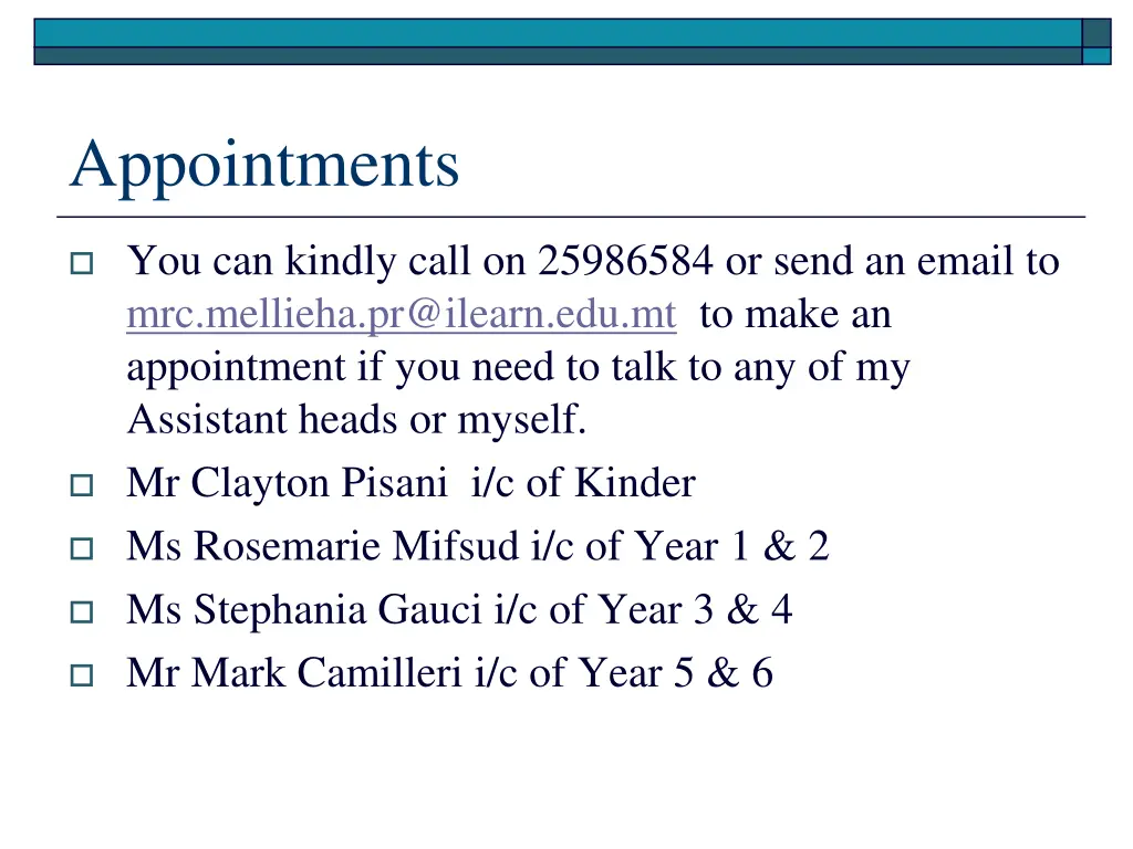 appointments