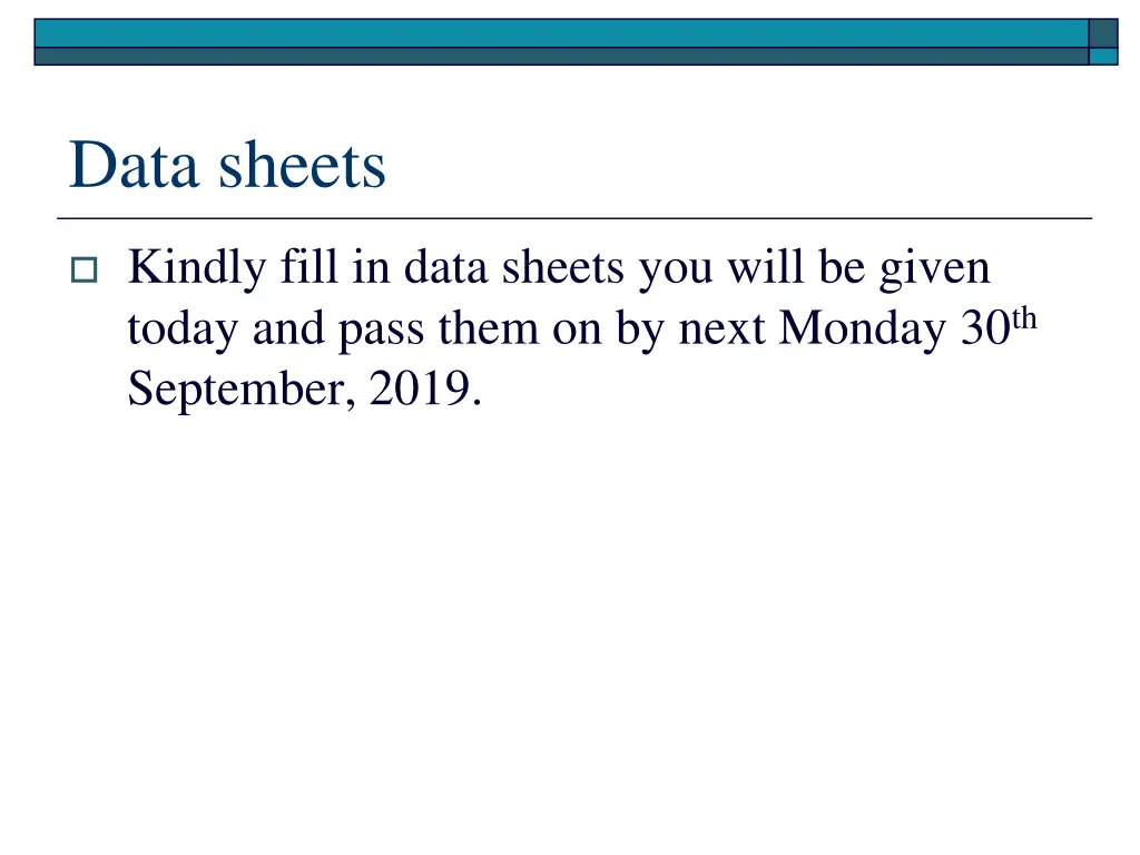 data sheets