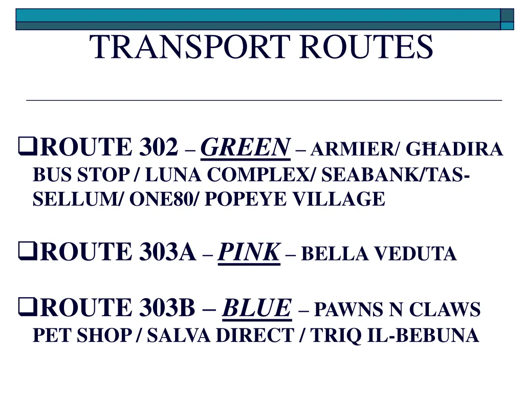 transport routes