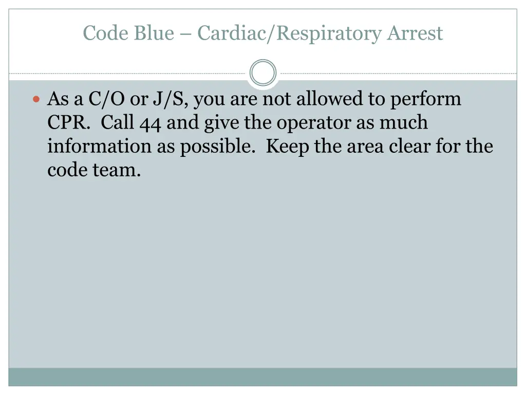 code blue cardiac respiratory arrest