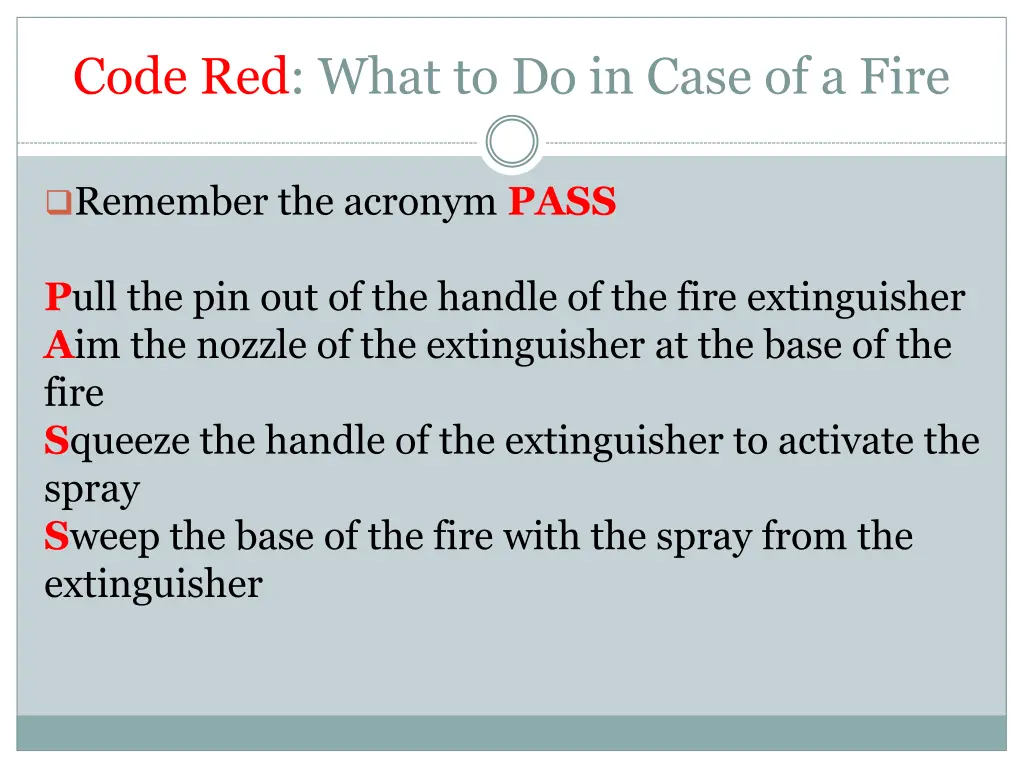 code red what to do in case of a fire 1