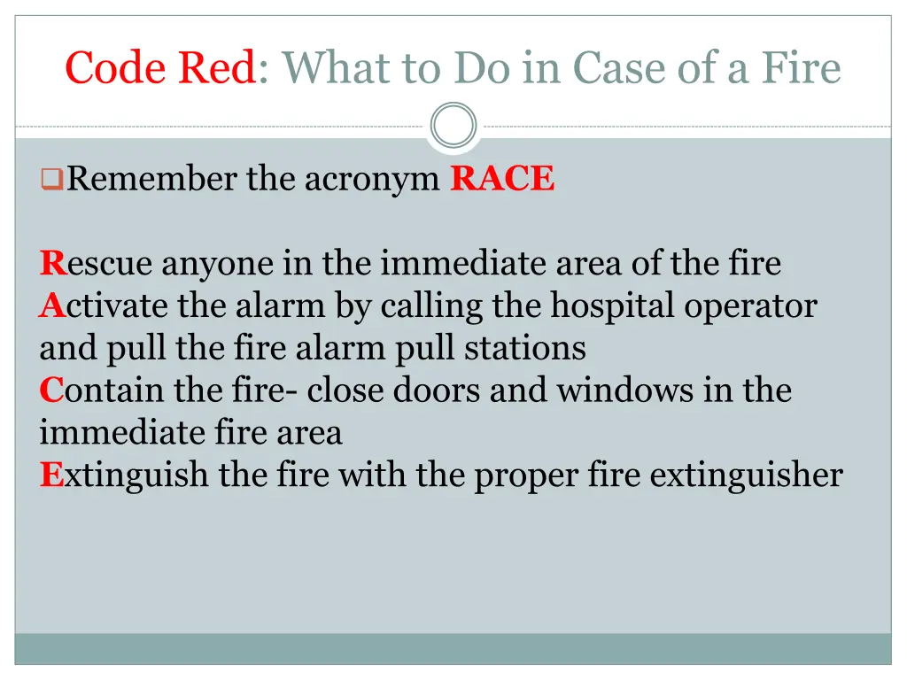 code red what to do in case of a fire