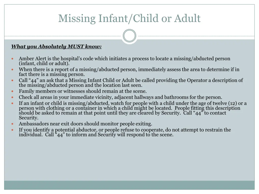 missing infant child or adult