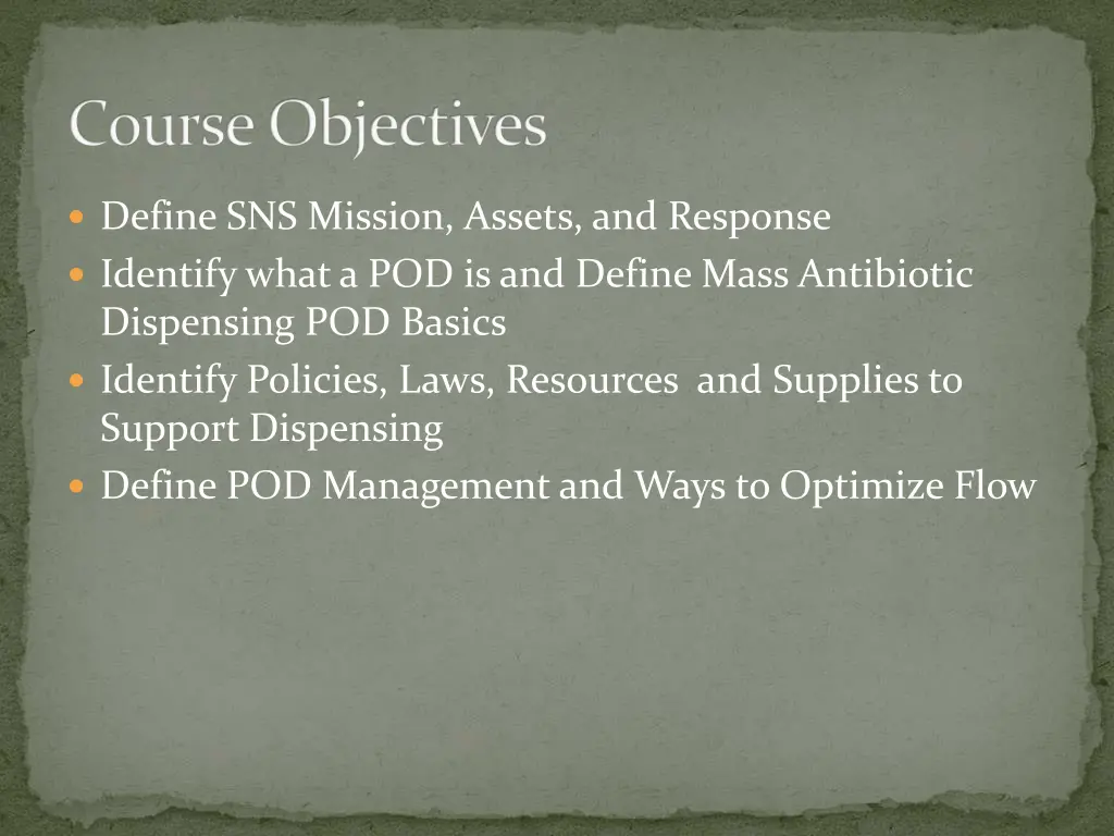 course objectives