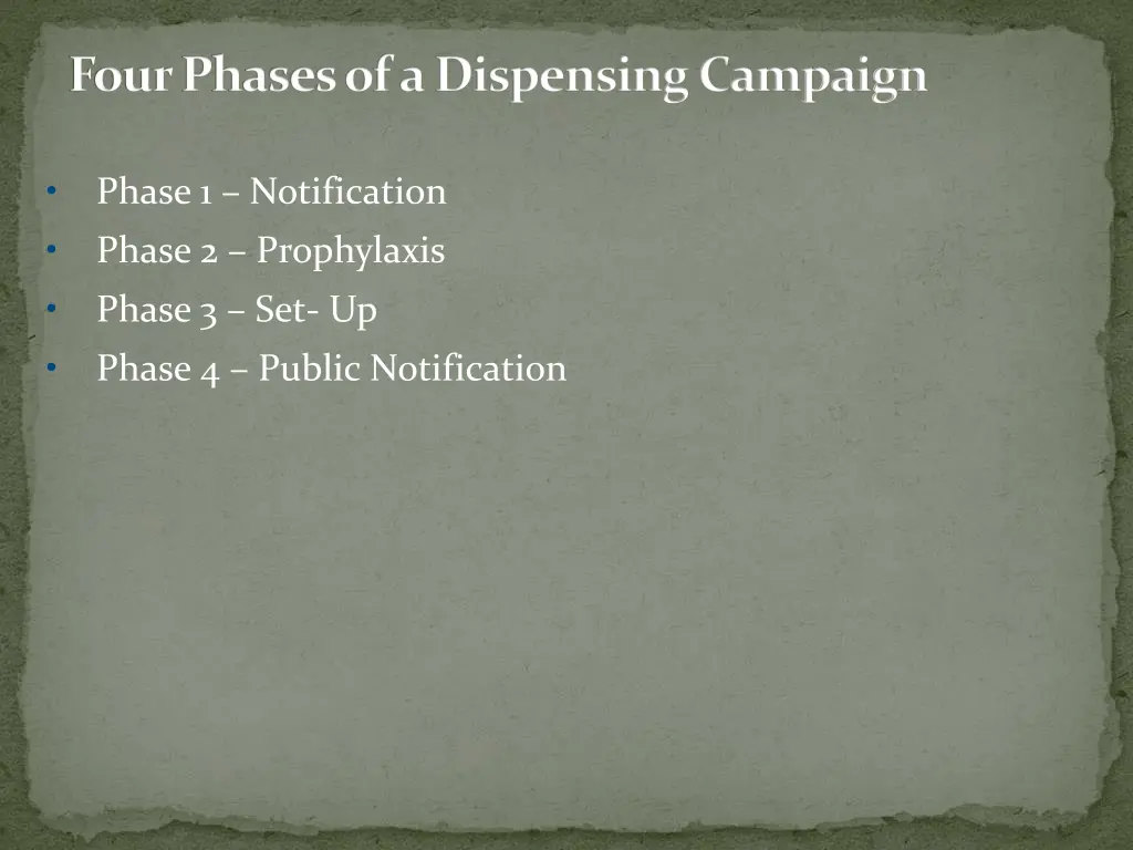 four phases of a dispensing campaign