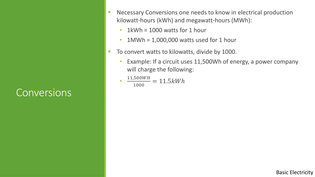 necessary conversions one needs to know