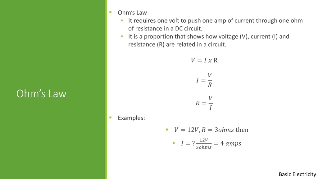 ohm s law it requires one volt to push