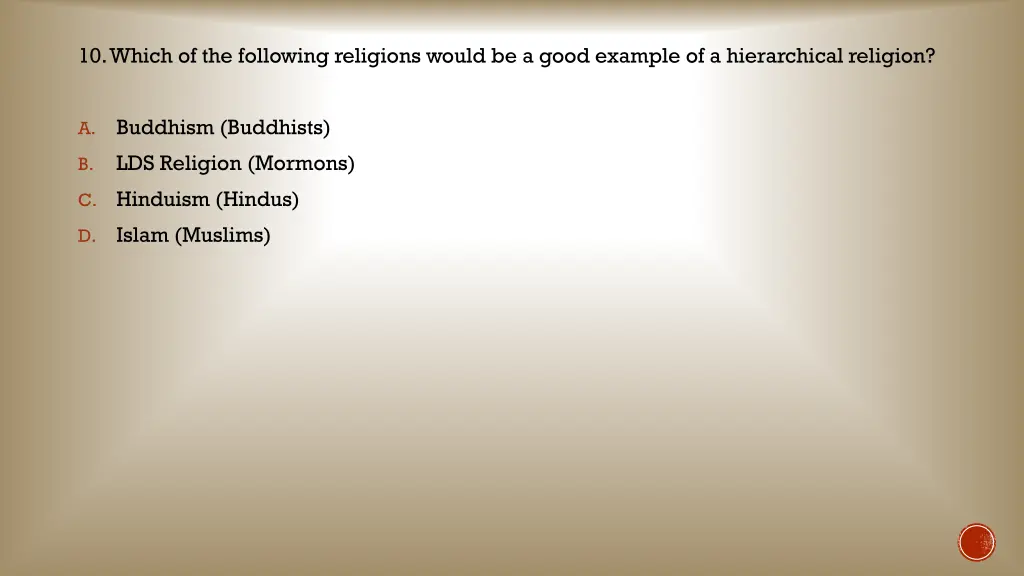 10 which of the following religions would 1