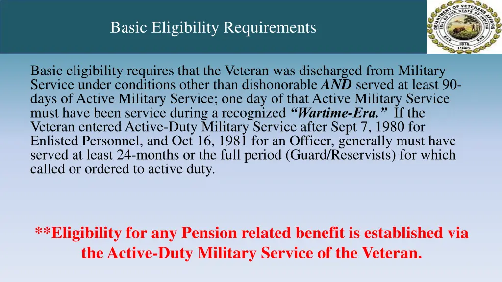 basic eligibility requirements