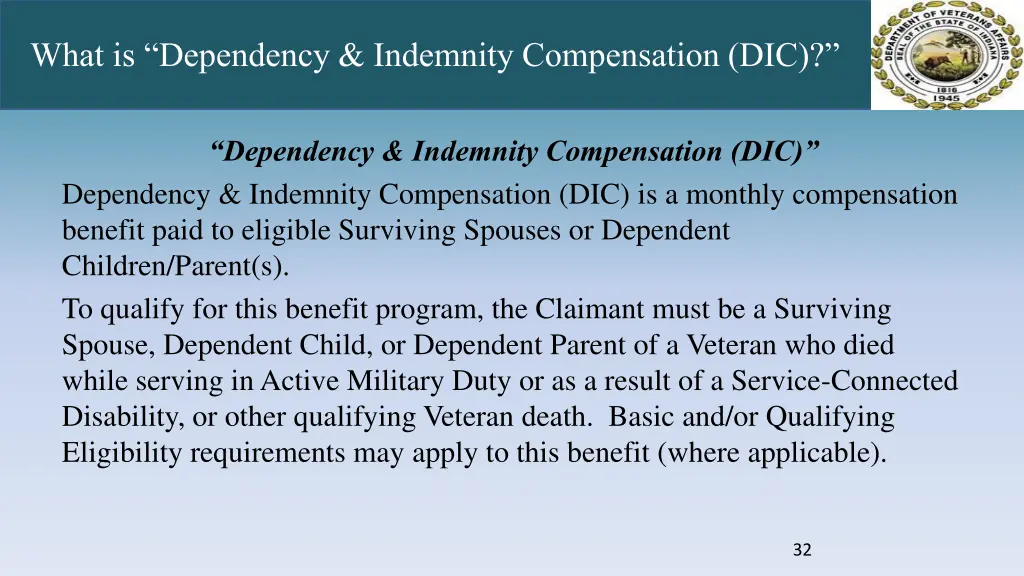 what is dependency indemnity compensation dic 1