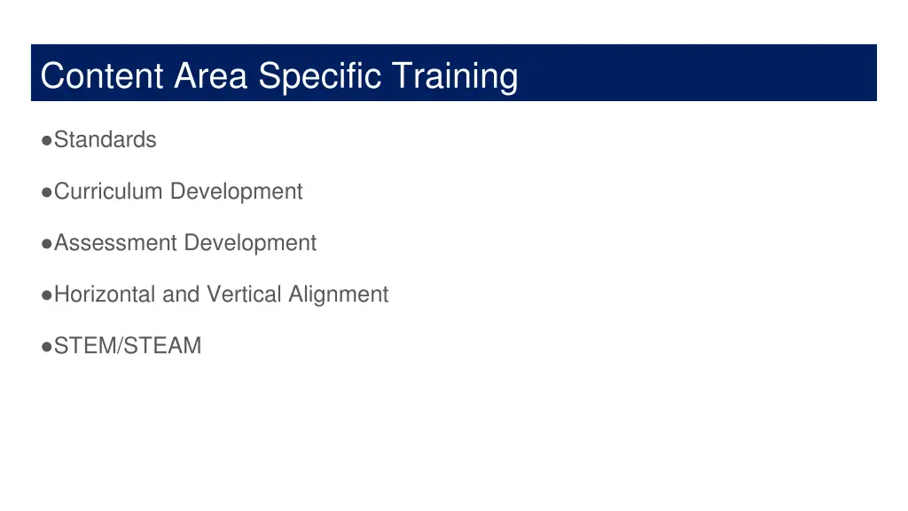 content area specific training