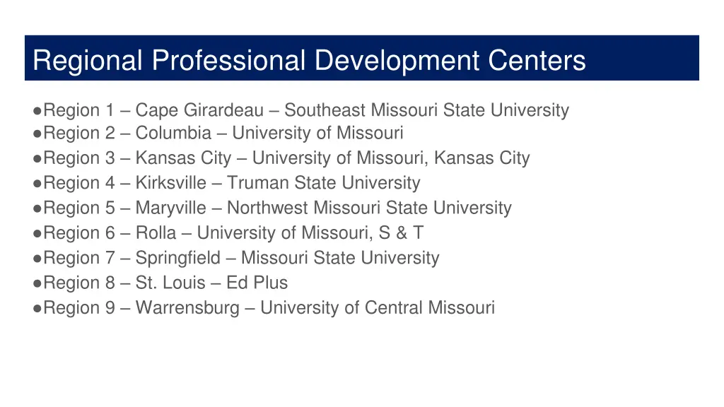 regional professional development centers