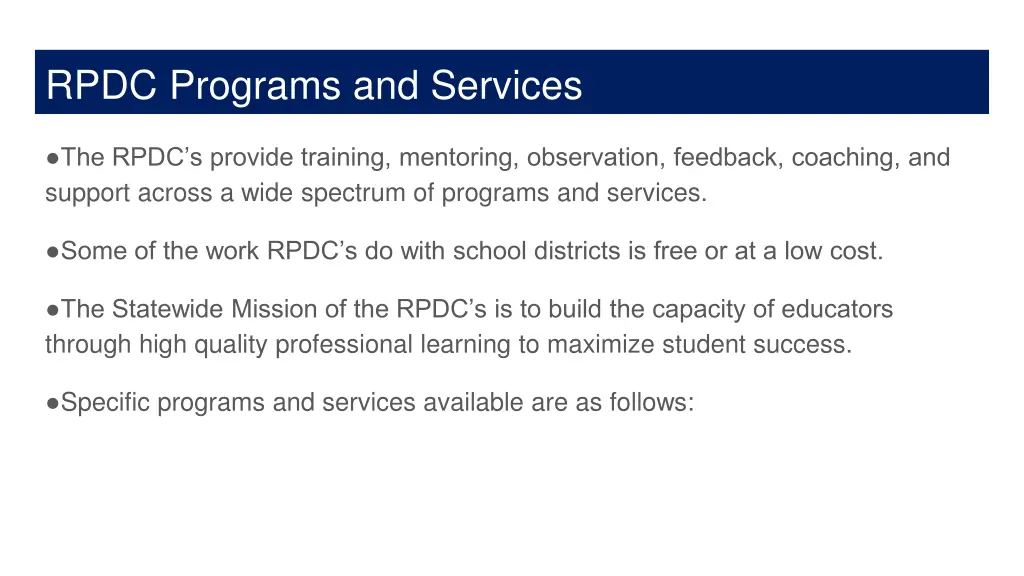 rpdc programs and services