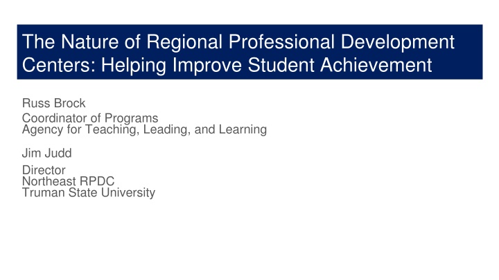 the nature of regional professional development