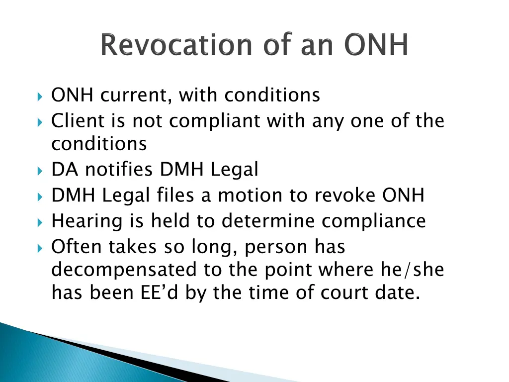 onh current with conditions client