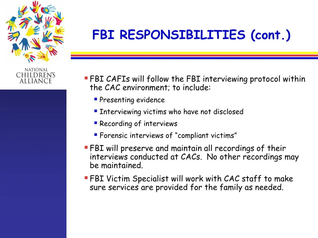 fbi responsibilities cont