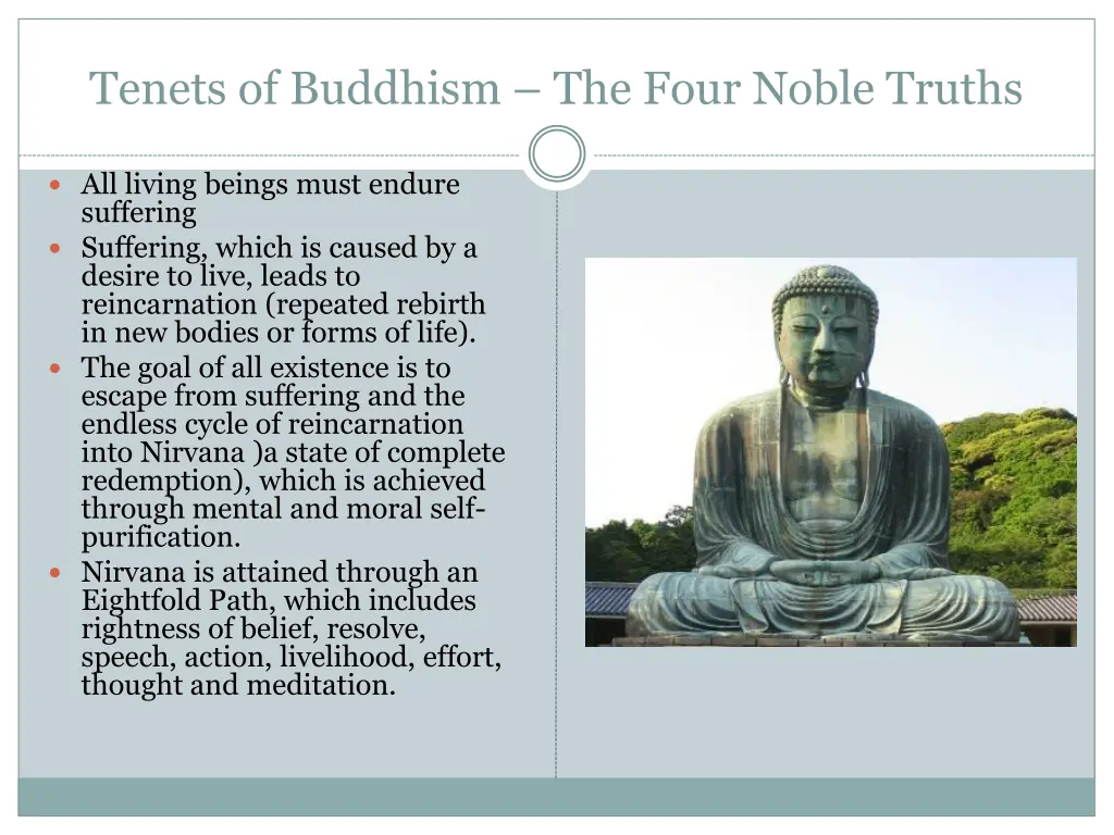 tenets of buddhism the four noble truths