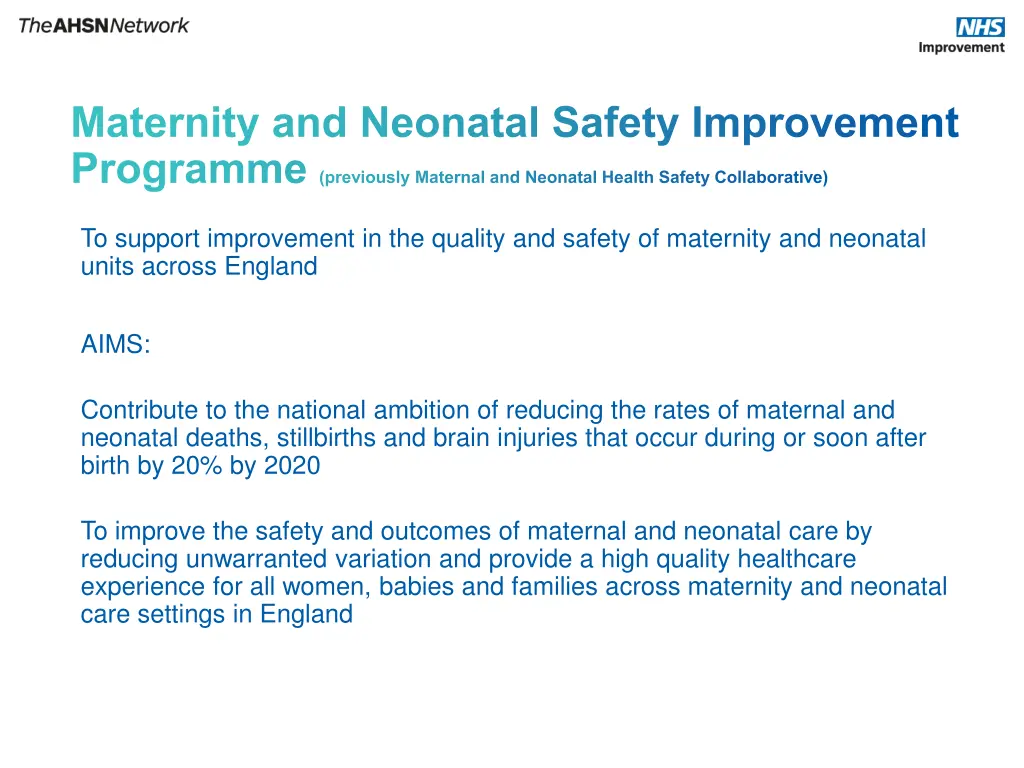 maternity and neonatal safety improvement 1