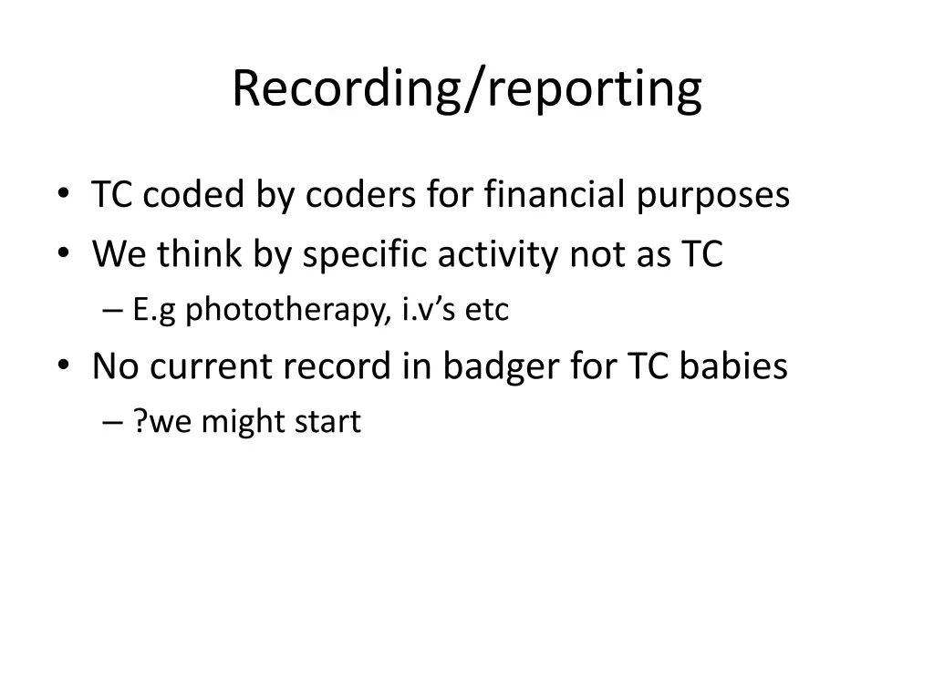 recording reporting