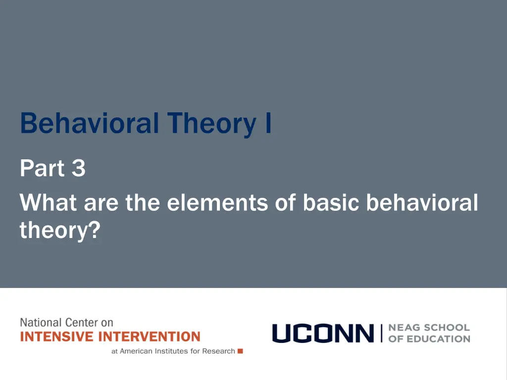 behavioral theory i