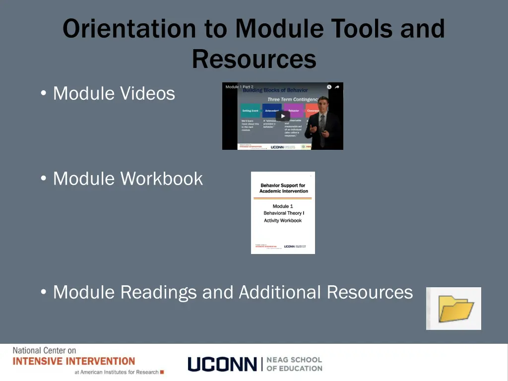 orientation to module tools and resources module