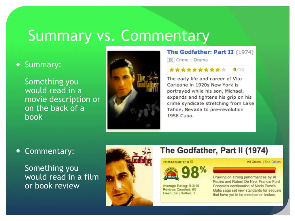 summary vs commentary