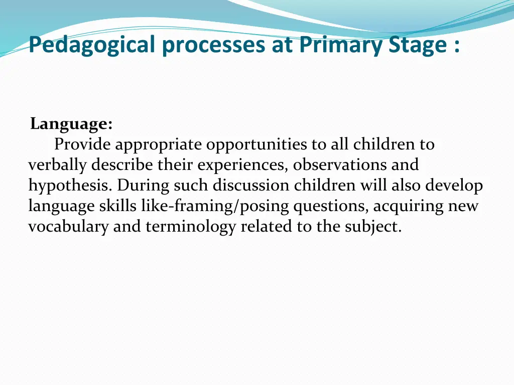 pedagogical processes at primary stage 1