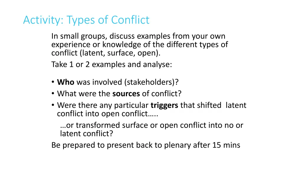 activity types of conflict