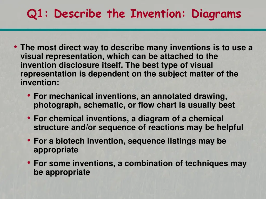 q1 describe the invention diagrams