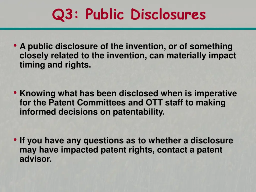 q3 public disclosures