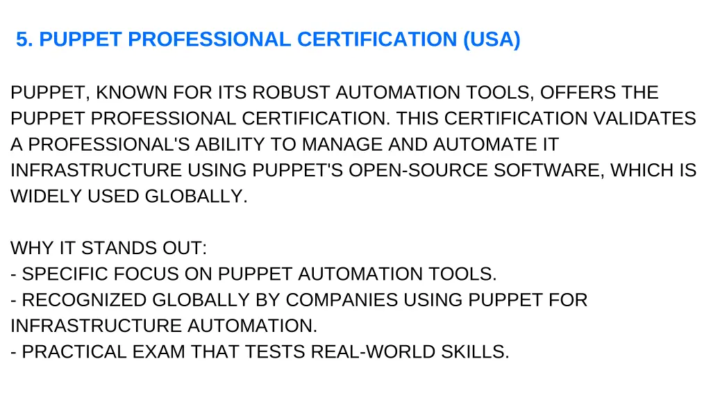 5 puppet professional certification usa