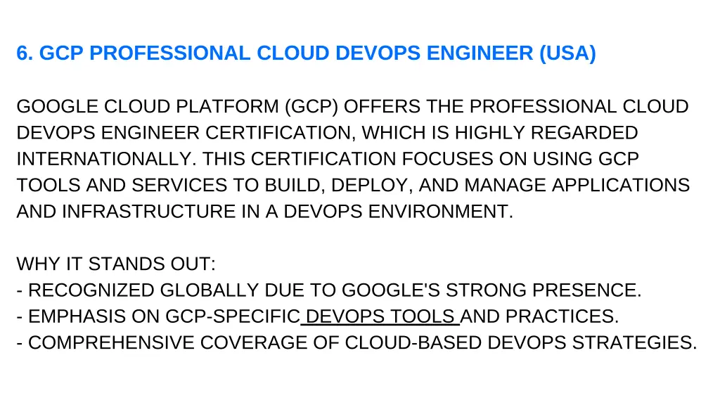 6 gcp professional cloud devops engineer usa