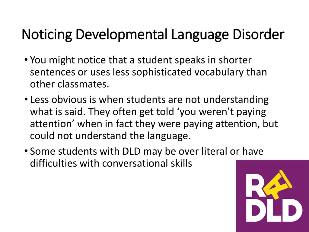 noticing developmental language disorder noticing