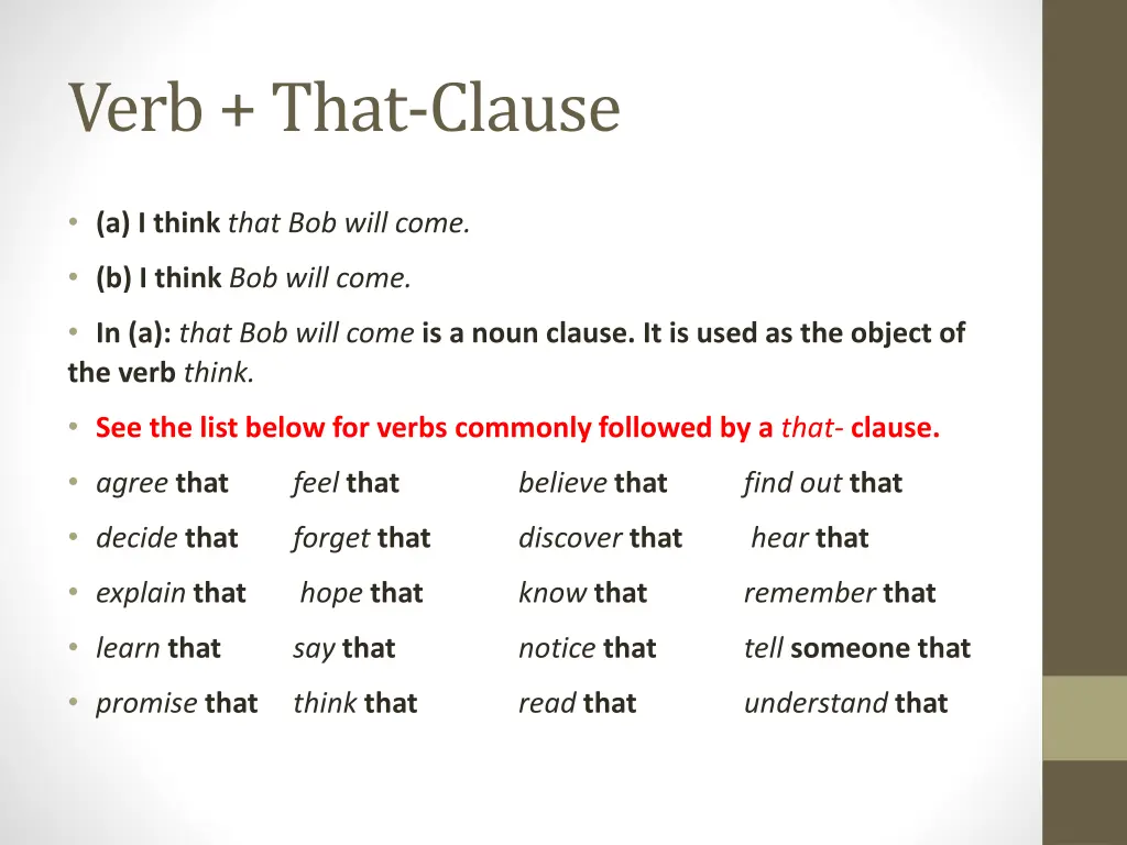 verb that clause