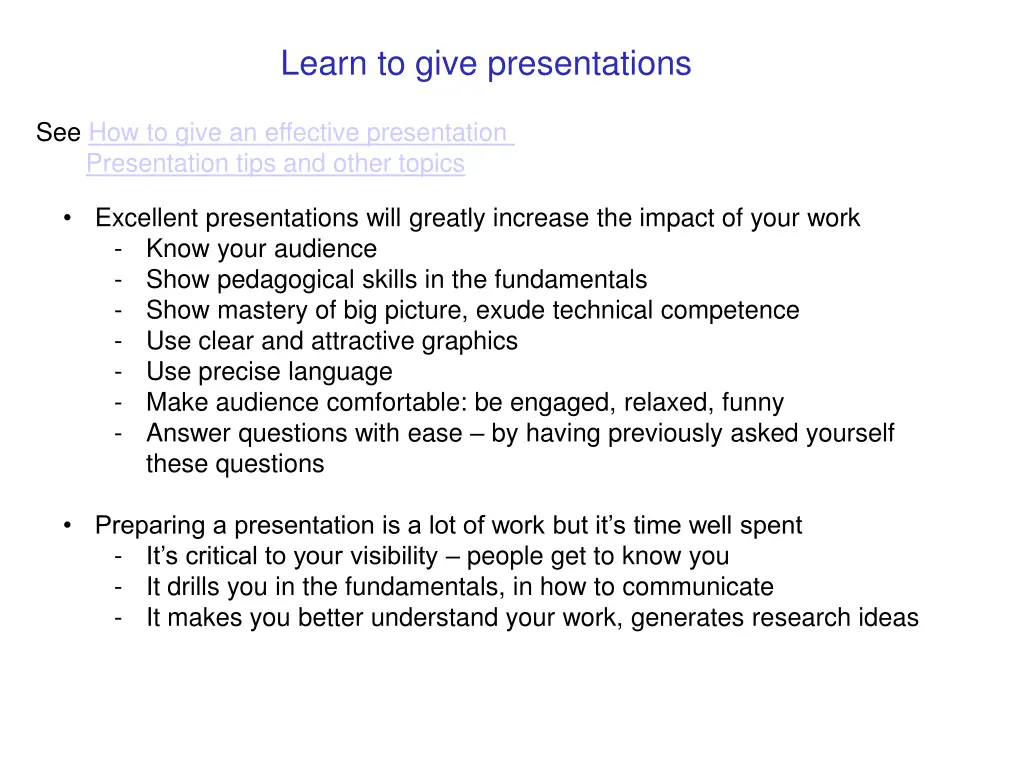 learn to give presentations