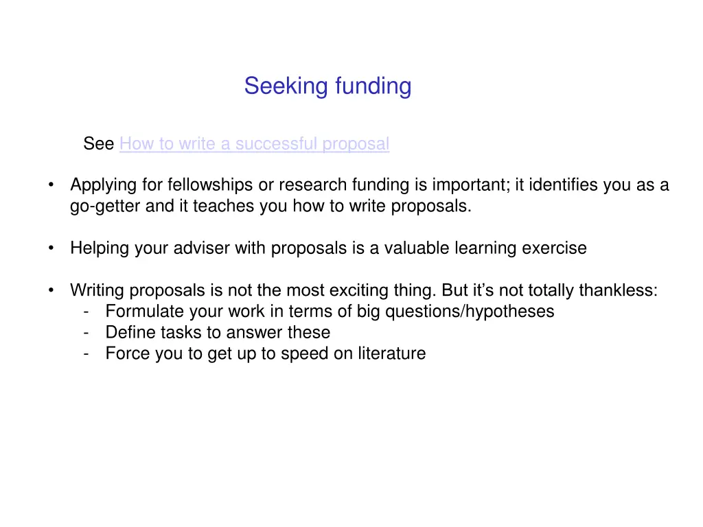 seeking funding