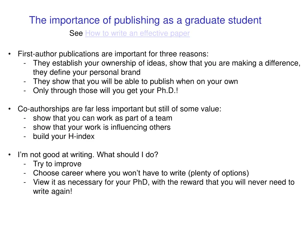 the importance of publishing as a graduate